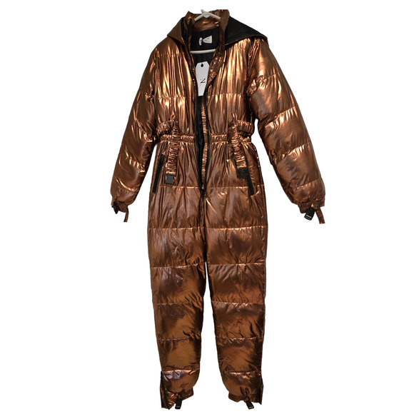 NWT Nichole Lynel NL The Label Metallic Copper Puffer Belted Snow Suit-Size L - Picture 2 of 15
